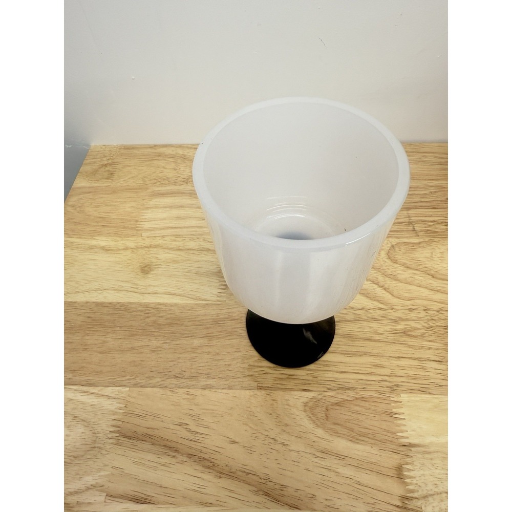 MCM Modern PartyLite Couture Candle Holder Contrast Black White Glass 8" #55 - Picture 2 of 3
